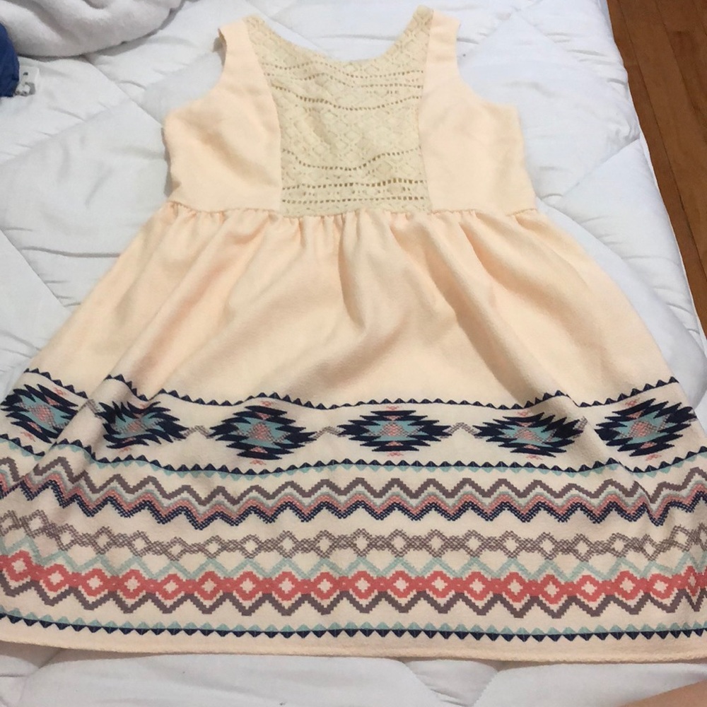 Cream Hipster Tribal Dress